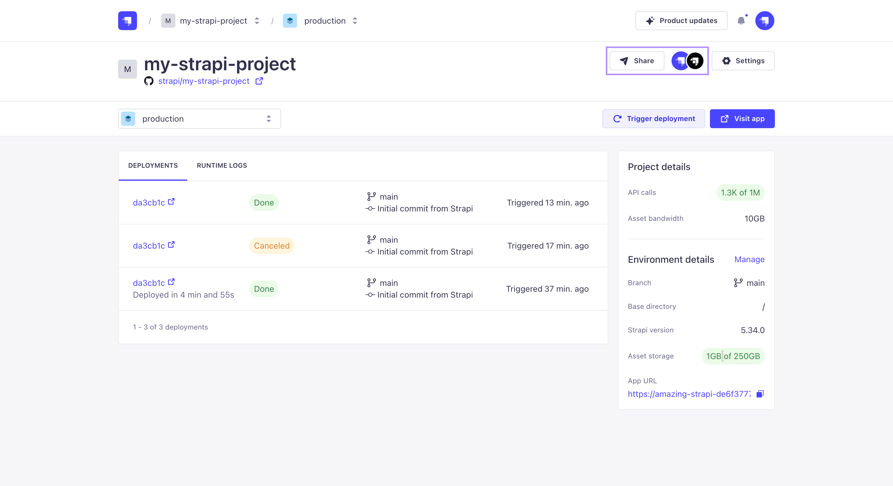 Share button and avatar